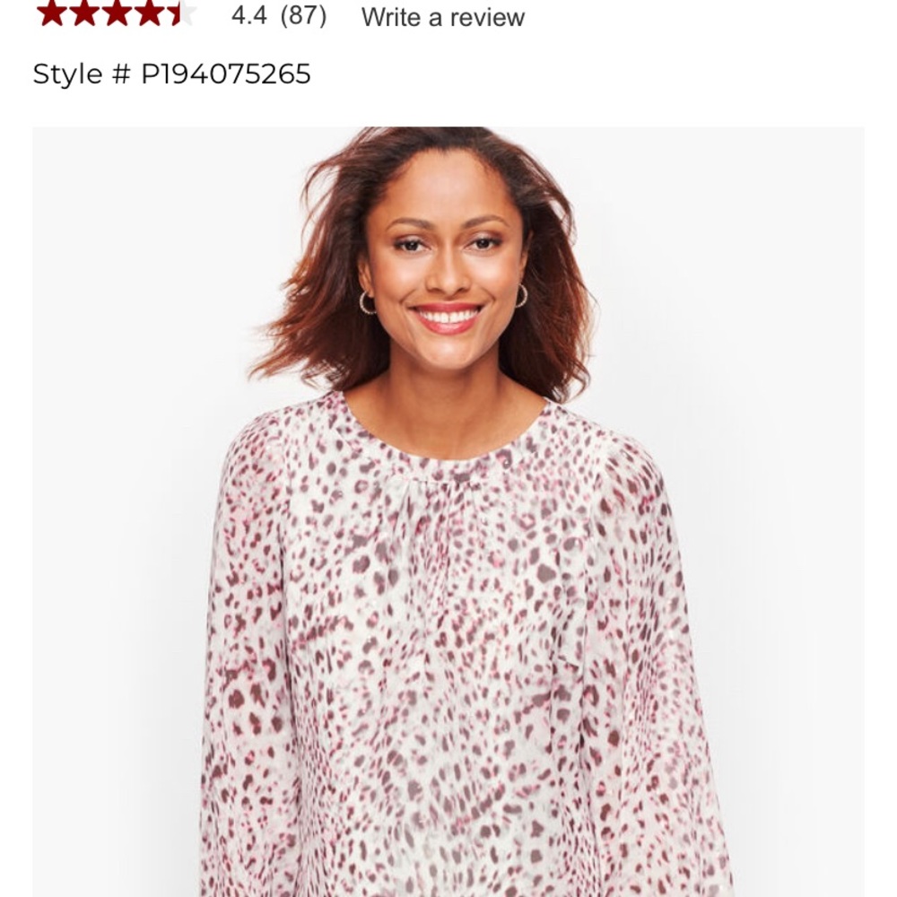 Talbots snow leopard popover